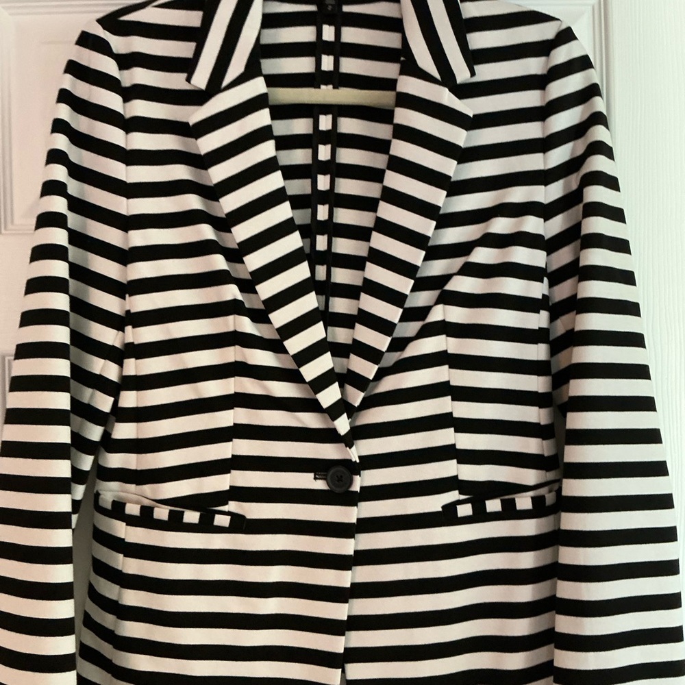 Striped Black and White Women's Blazer